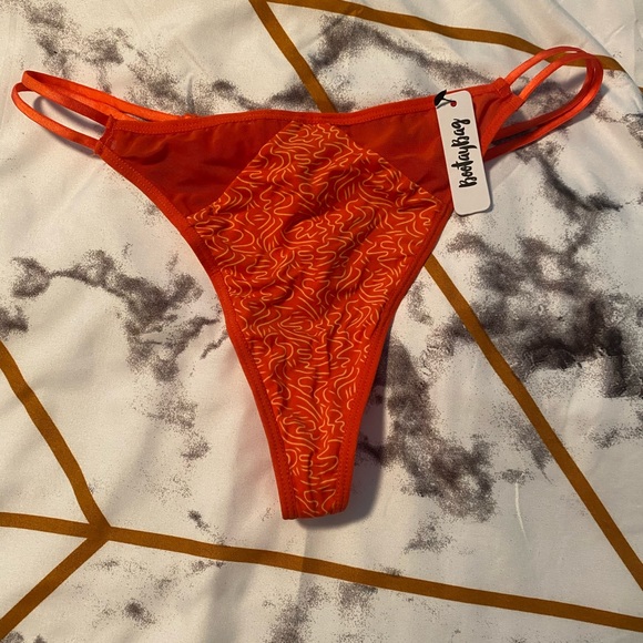 BootayBag orange squiggle thong with mesh detail, size M - Picture 1 of 2